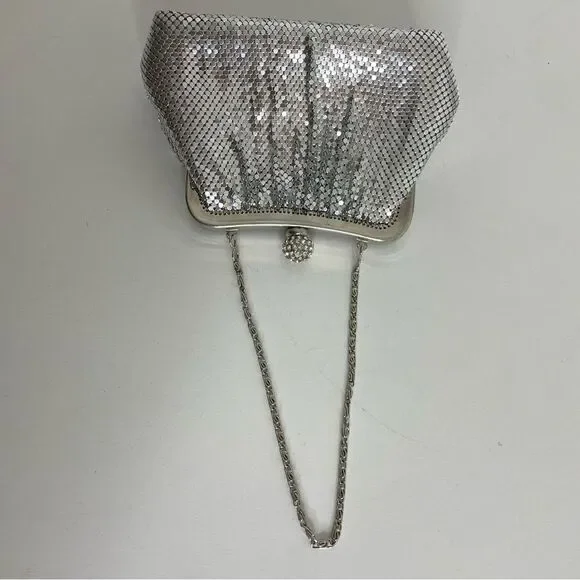 COPY - KATE LANDRY silver metallic mesh rhinestone evening purse formal event - Picture 14 of 15